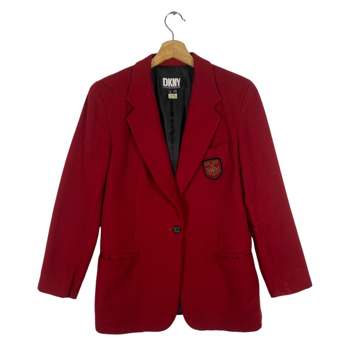 DKNY × Vintage Vintage 90s Preppy Donna Karan New York Wool Blazer Size 34S - 1 Thumbnail