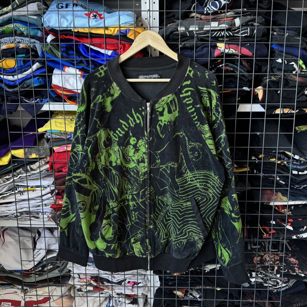 Vintage Buddhist Punk Motorhead Velours Bomber Jacket Size US XL / EU 56 / 4 - 1 Thumbnail