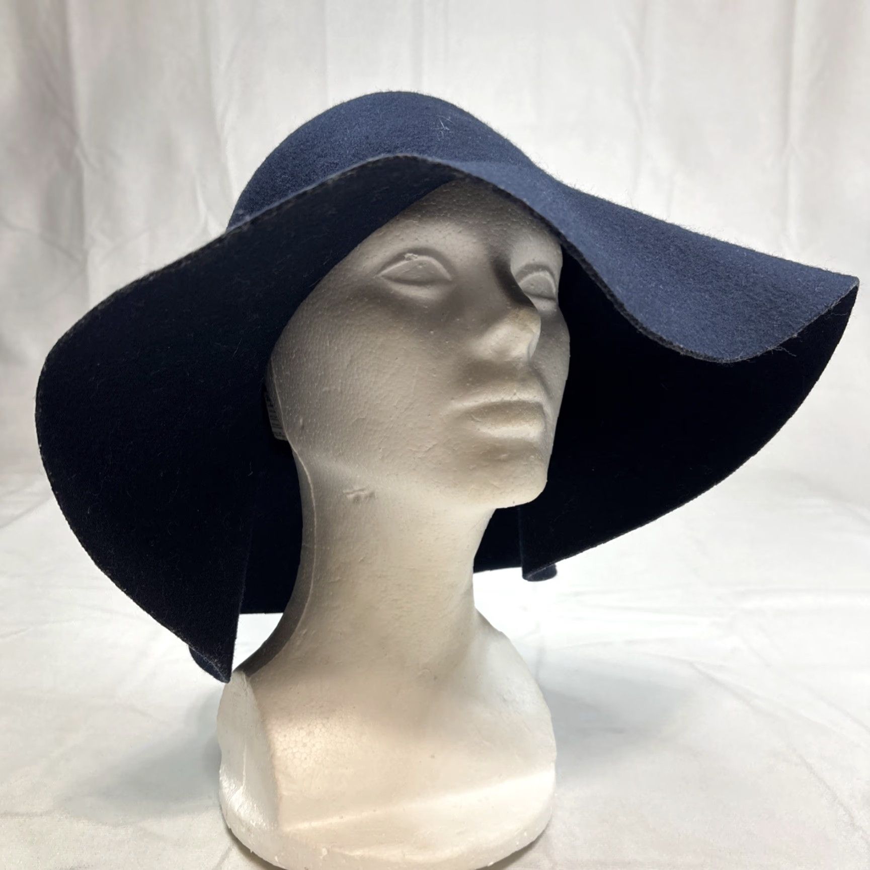 American Apparel VINTAGE American Apparel Bar on Hats Navy Wool Felt Wide Floppy Brim Boho Hippie Women One Size Blue Festival Size ONE SIZE - 2 Thumbnail