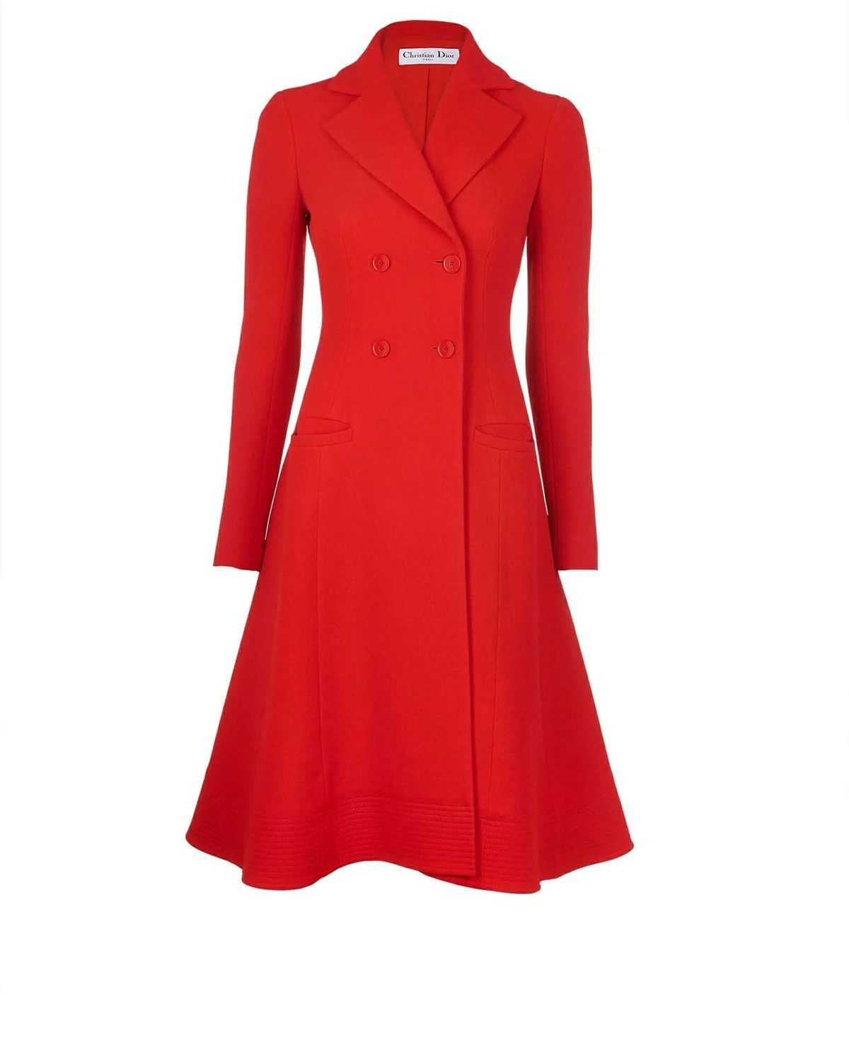 Dior Christian Dior Red Wool Double-Breasted Coat Size S / US 4 / IT 40 - 2 Thumbnail