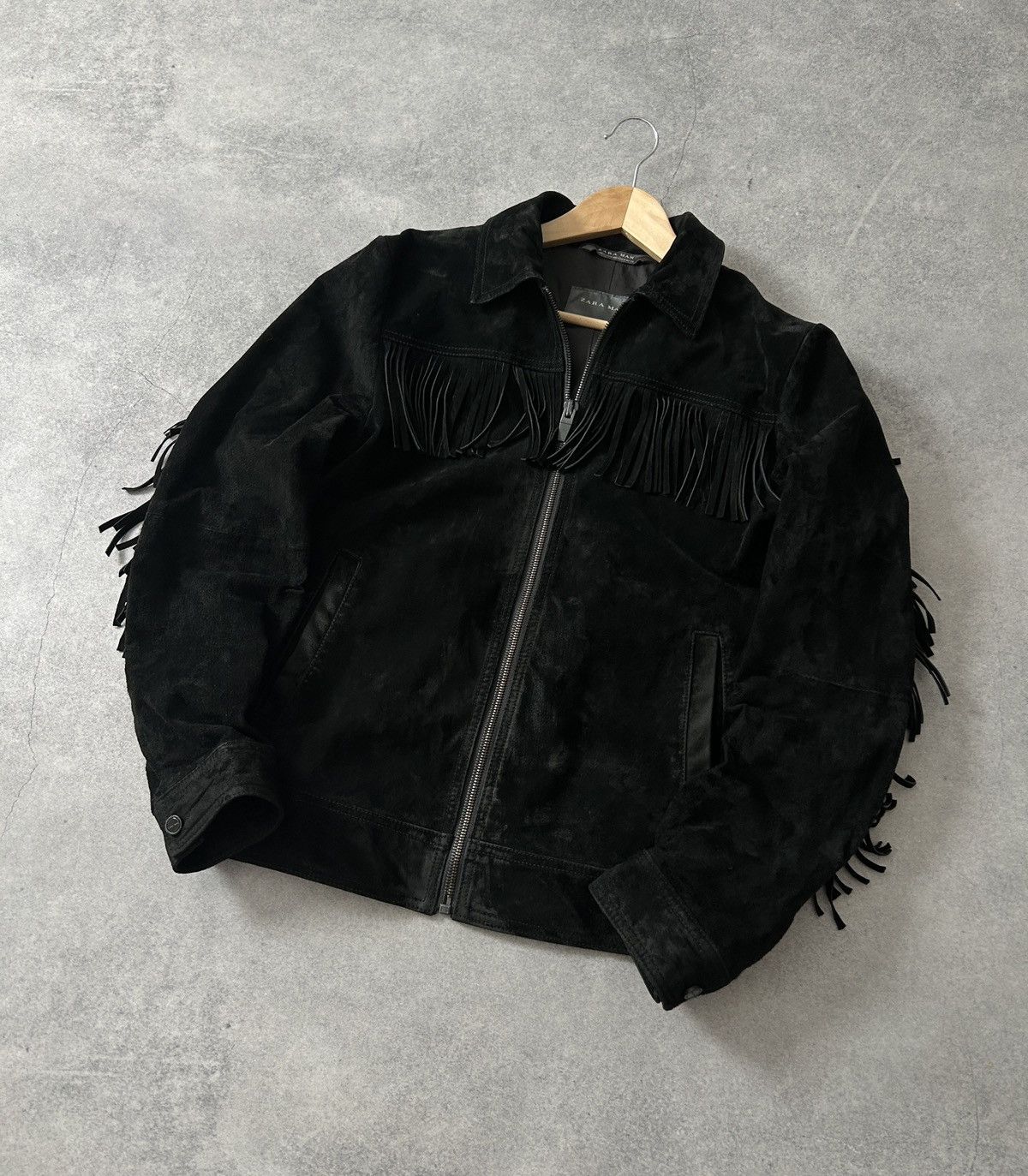 Zara Zara Velour Genuine Leather cow boys jacket mens black Size US M / EU 48-50 / 2 - 2 Thumbnail