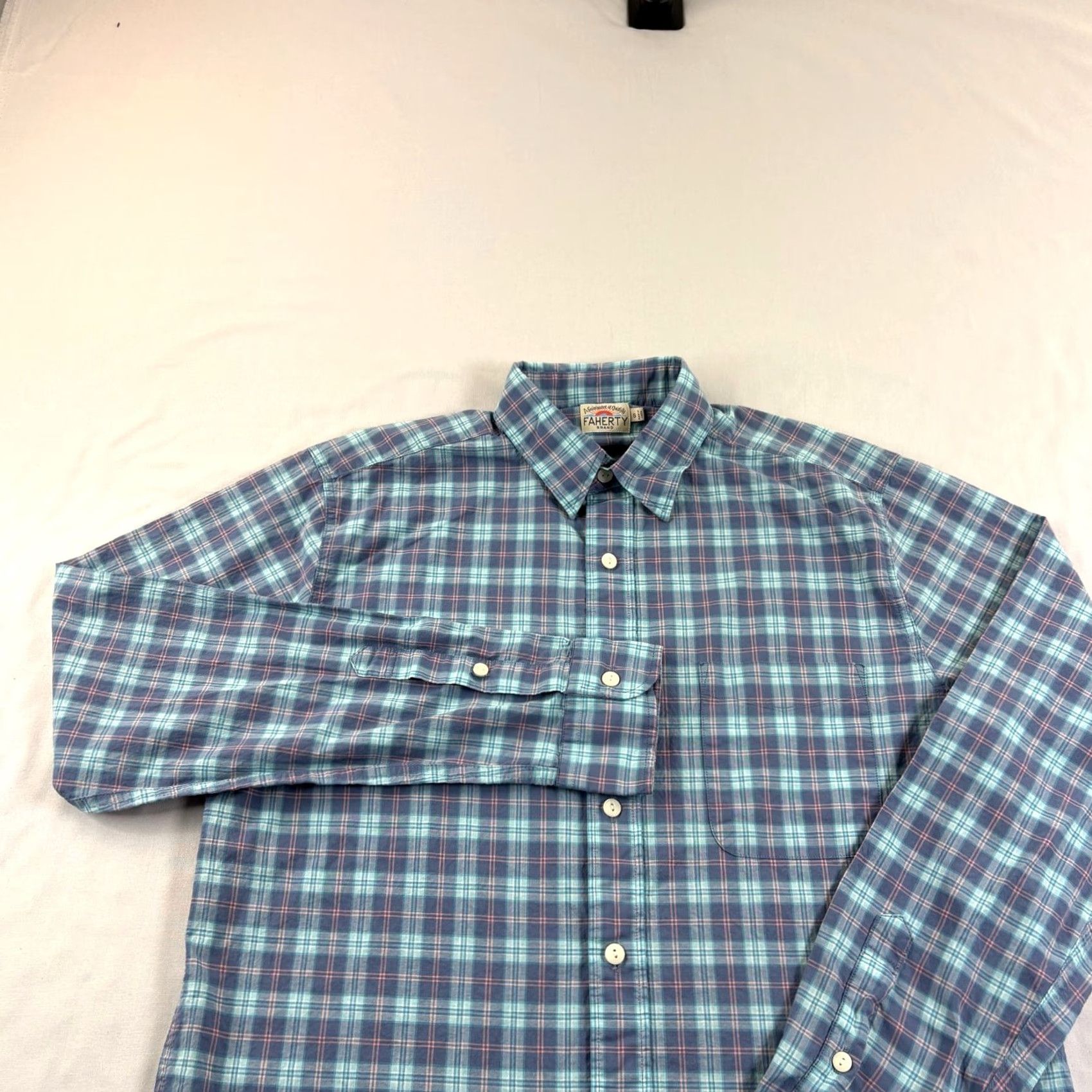 Faherty Faherty Movement Shirt Men Small Blue Plaid Button Up Casual Lightweight Stretch Size US S / EU 44-46 / 1 - 2 Thumbnail