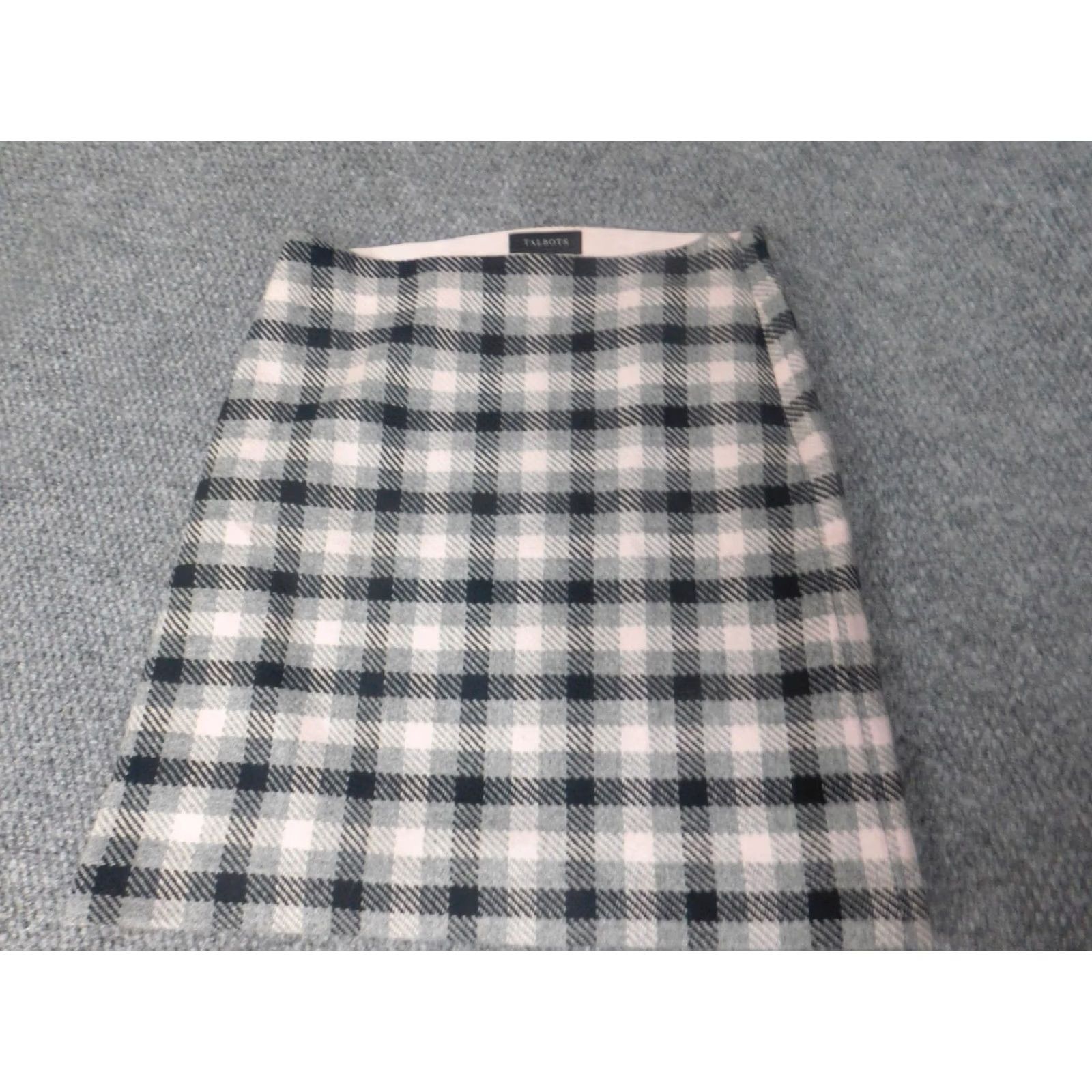 Talbots Talbots Skirt A-Line Womens Picasso Gray 4 Petite Knit Zipper Knee Length Plaid Lined Zip Baggy? Size 27" / US 4 / IT 40 - 3 Thumbnail