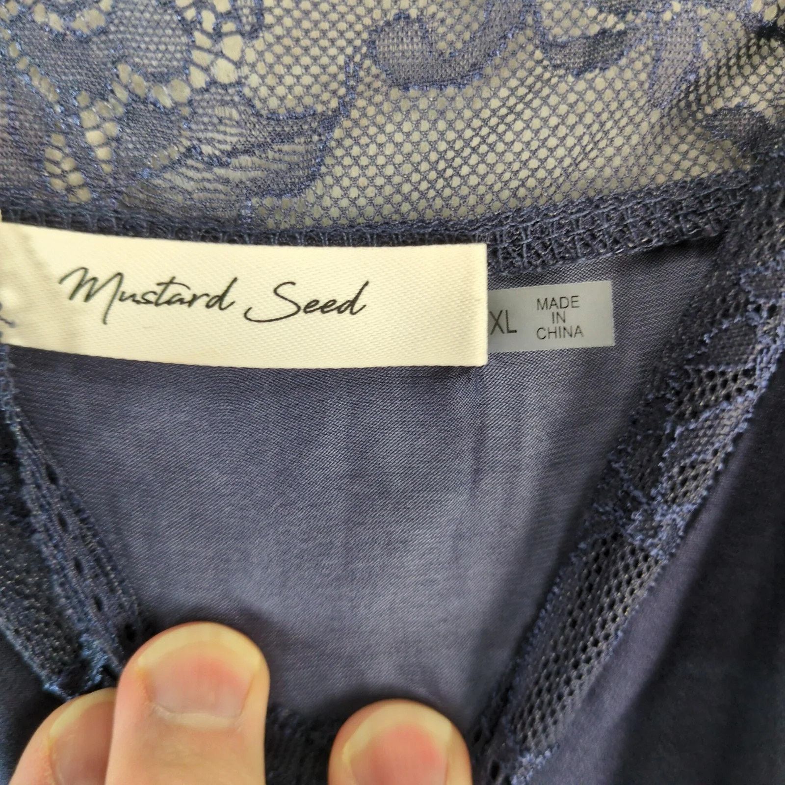 Other Mustard Seed Navy Blue Satin Lace Camisole Top Women's XL Size XL / US 12-14 / IT 48-50 - 6 Thumbnail