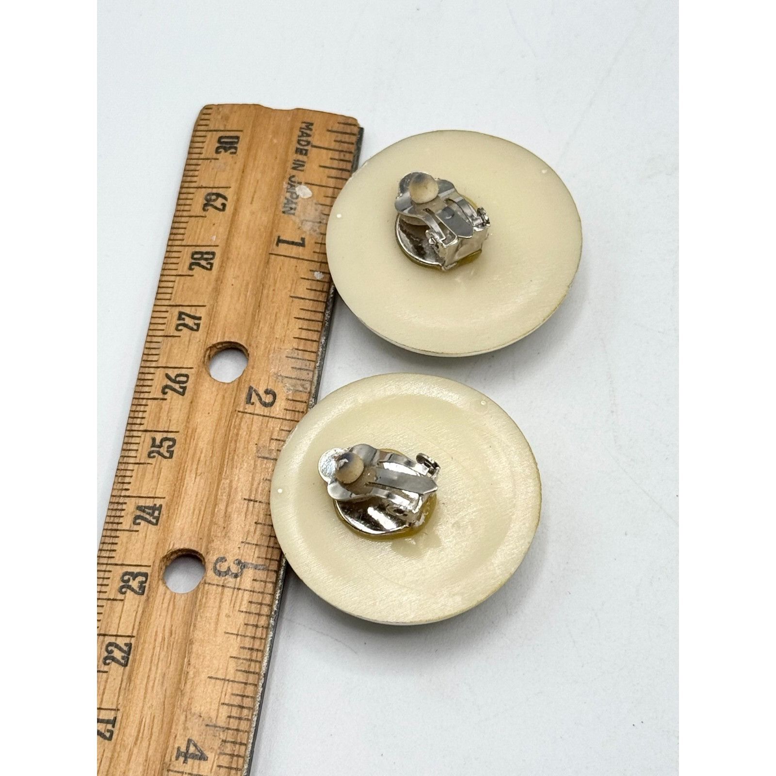 Vintage Vintage blue & white tweed circle clip on earrings Size ONE SIZE - 5 Thumbnail