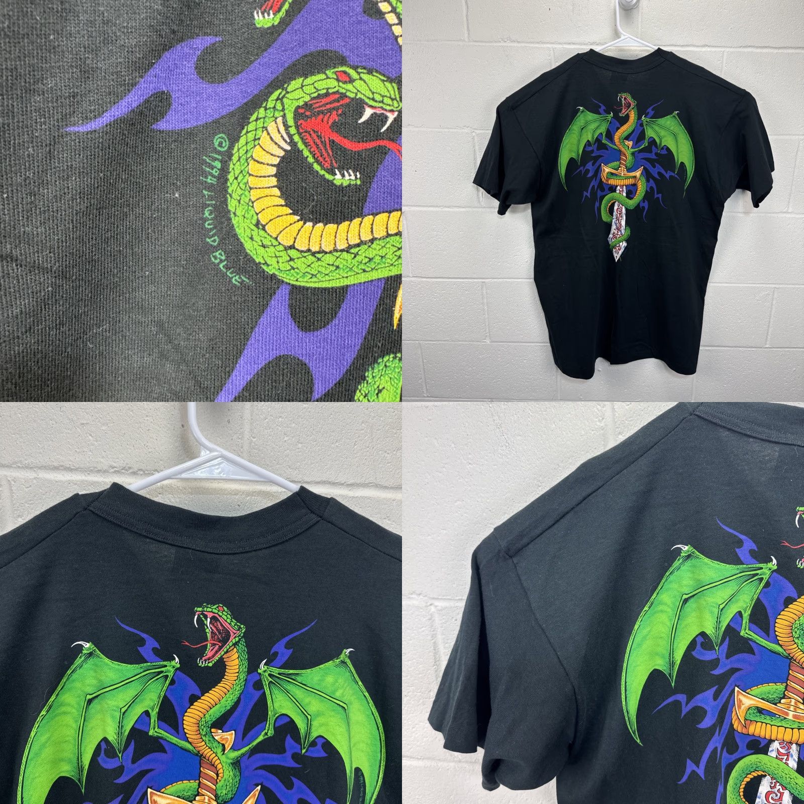 Liquid Blue VINTAGE Liquid Blue T Shirt Black 90s Graphic Print Cow Skull Snake Sword XL Mens Size US XL / EU 56 / 4 - 10 Thumbnail