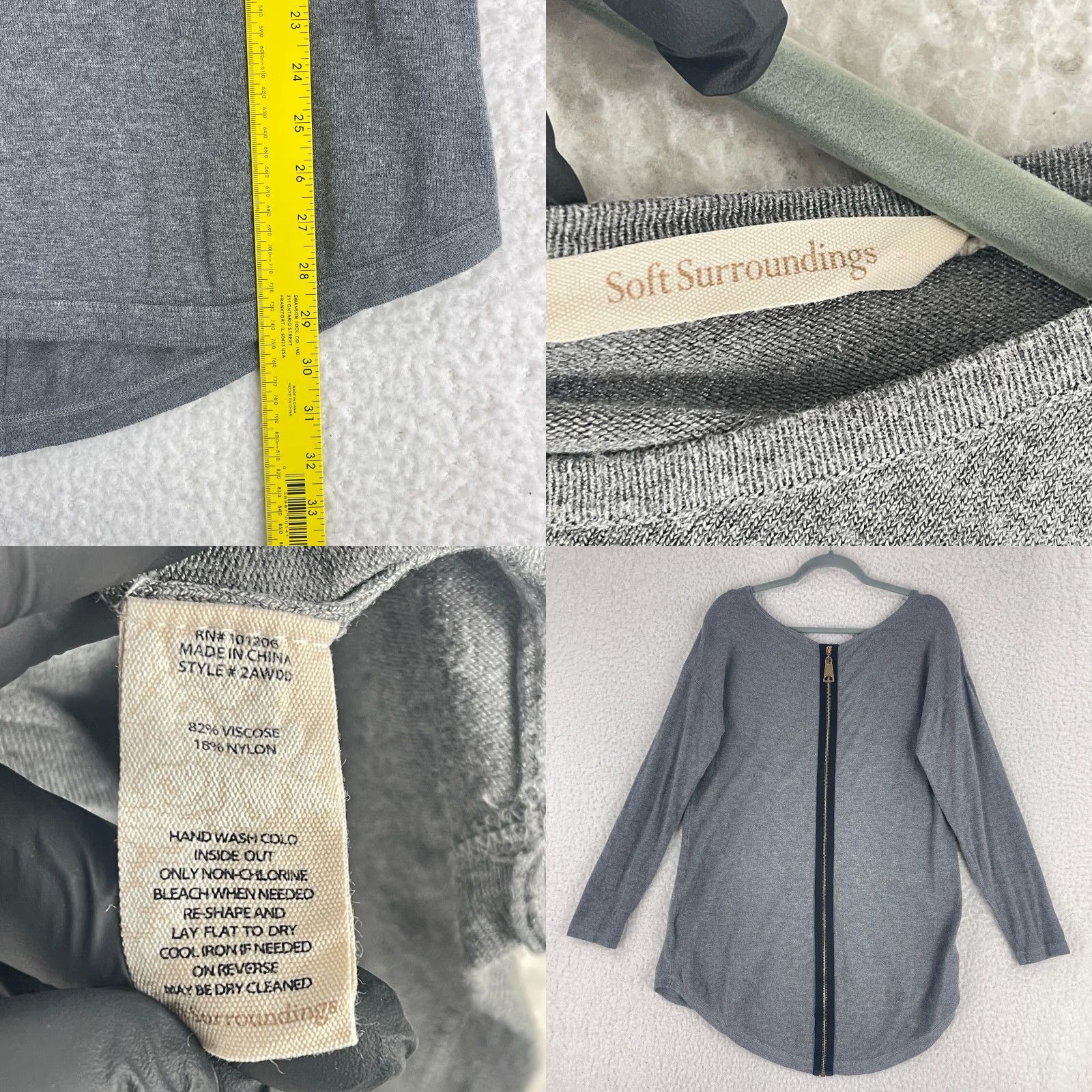 Soft Surroundings Soft Surroundings Shirt Womens Medium Gray Long Sleeve Casual Basic Tunic Blouse Size M / US 6-8 / IT 42-44 - 8 Thumbnail