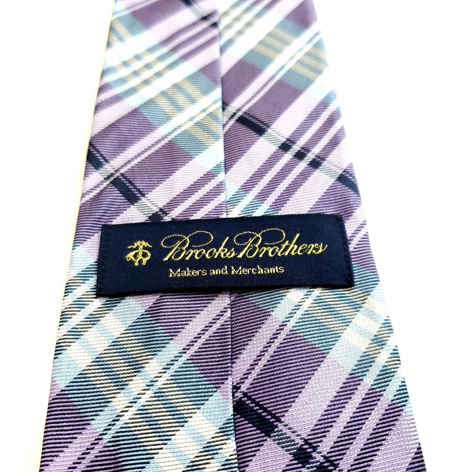 Brooks Brothers Brooks Brothers Makers And Merchants Purple Blue Plaid Silk Size ONE SIZE - 3 Thumbnail