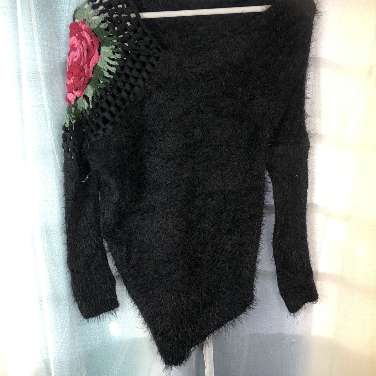 Homespun Knitwear Vintage Hand Made Flower Black Mohair Knitwear #917 Size US S / EU 44-46 / 1 - 3 Thumbnail