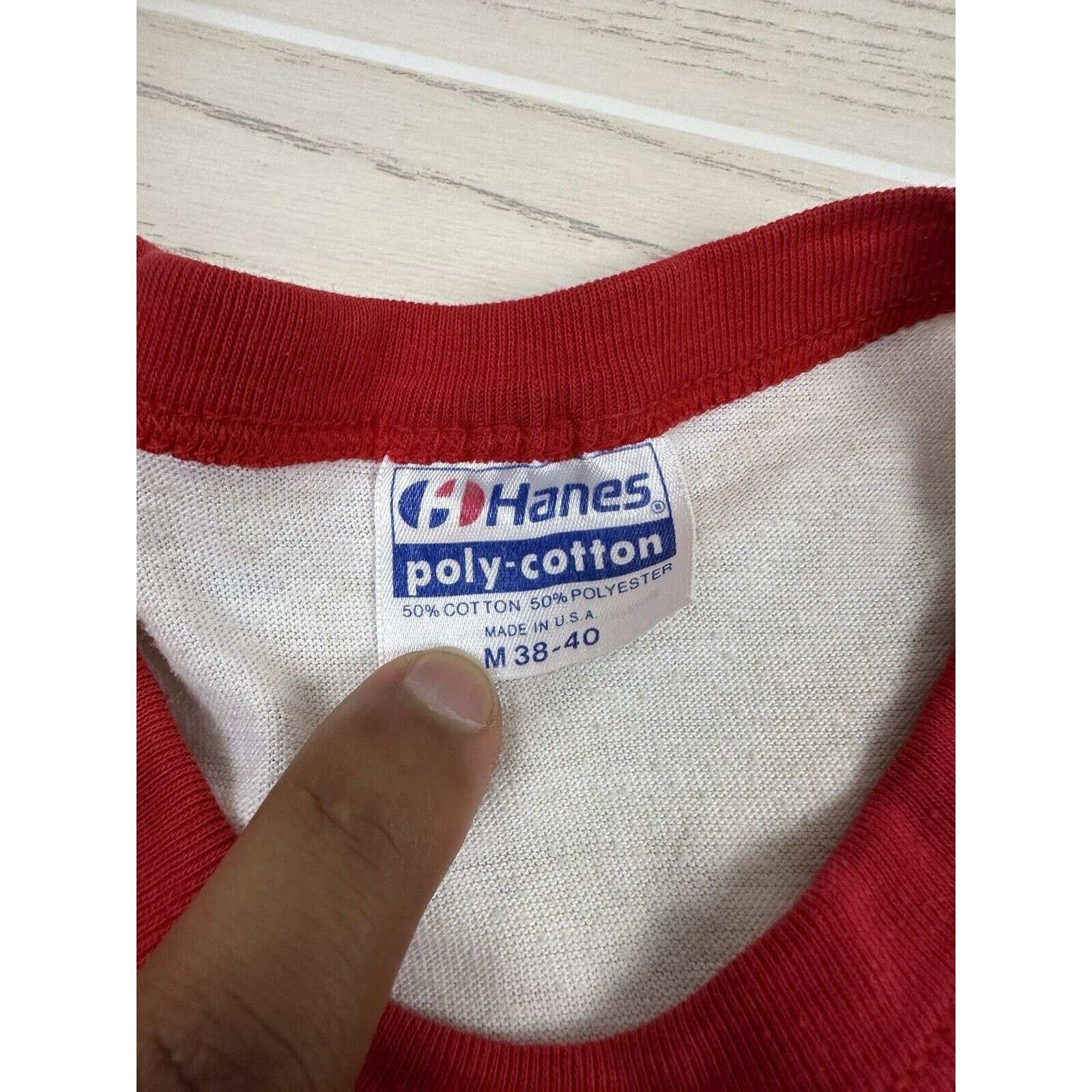 Hanes × Vintage Vintage 80s Kansas KU Jayhawks Ringer Shirt Size US M / EU 48-50 / 2 - 6 Thumbnail