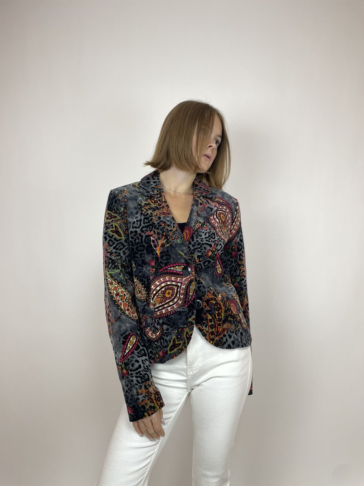 Carlo Colucci × Vintage CARLO COLUCCI Blazer jacket Bohemian cucumber pattern Womens Size XS / US 0-2 / IT 36-38 - 2 Thumbnail