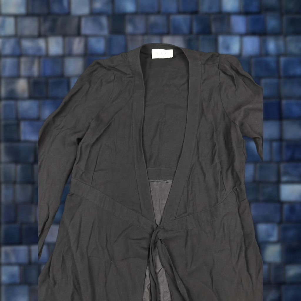 Vintage A.L.C. Coat Womens M Black Viscose Belted Silk Lined Trench Collarless Jacket/Coat Mid-Length 60s? No Vintage Womens Size M / US 6-8 / IT 42-44 - 1 Thumbnail