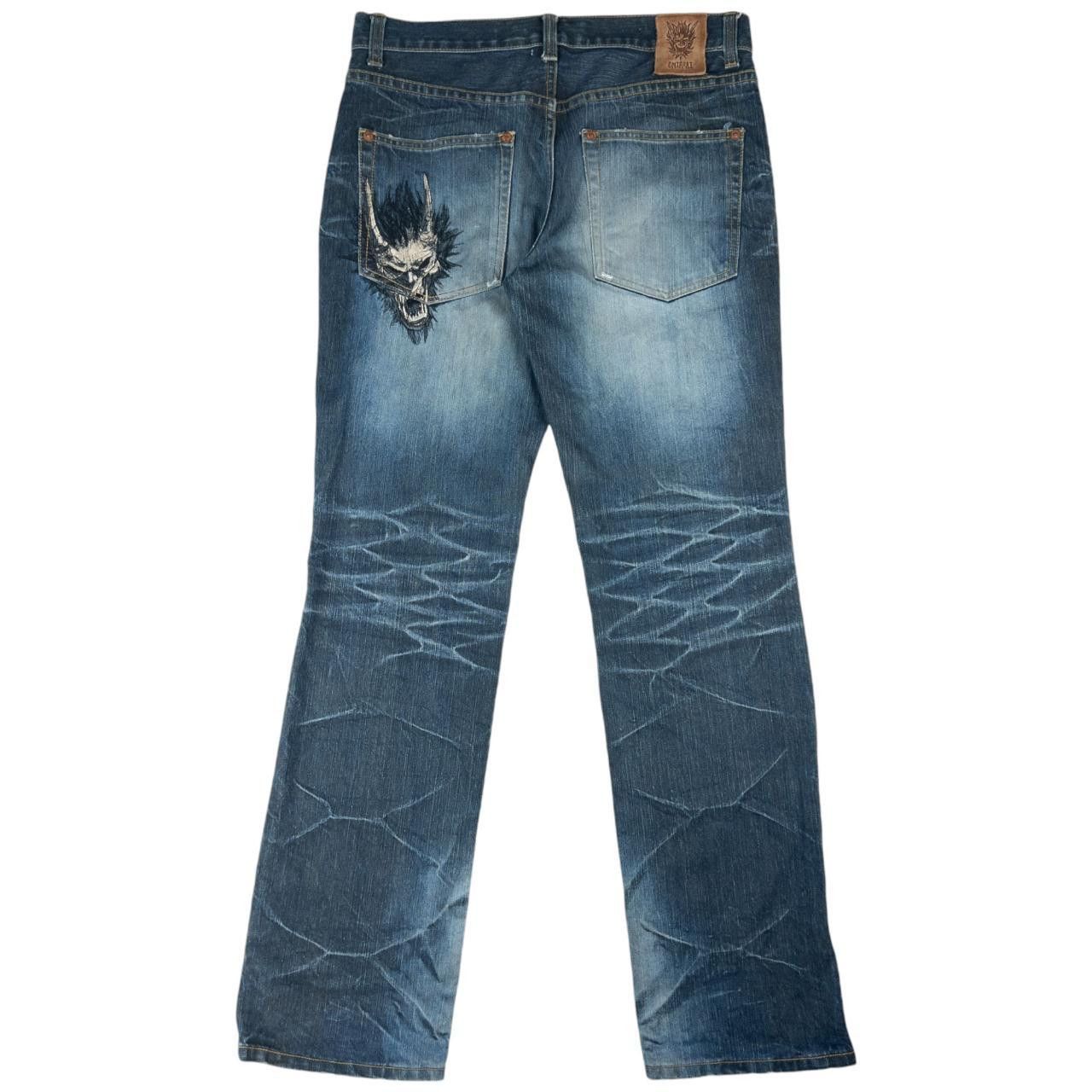 Other Vintage Oniarai Japanese Embroidered Denim Jeans Size W35 Size US 35 - 2 Thumbnail
