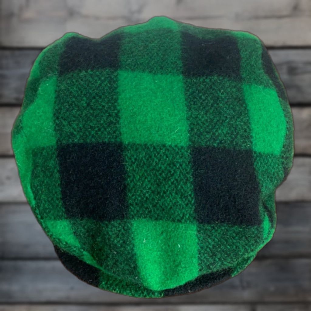 Vintage VINTAGE Wool Newsboy Cap Adult Medium Green Black Buffalo Plaid Cabbie Size ONE SIZE - 1 Thumbnail