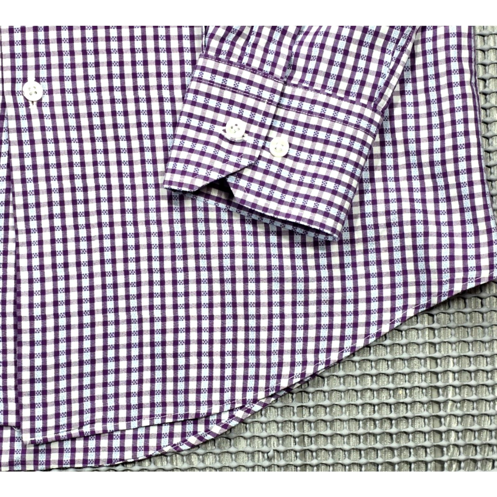 Neiman Marcus VINTAGE Neiman Marcus Mens Slim Dress Shirt Purple Plaid 15.5 32/33 Button Up Shirt Size 42R - 5 Thumbnail