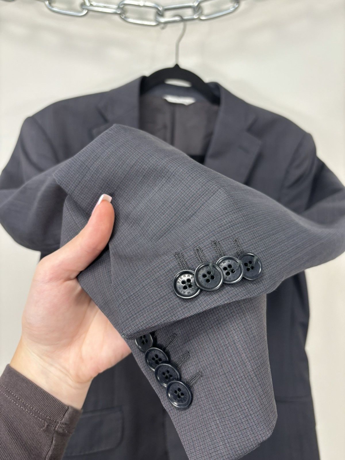 Balmain Pierre Balmain Vintage Men’s Gray Formal Wool Blazer Jacket Size 38R - 8 Thumbnail