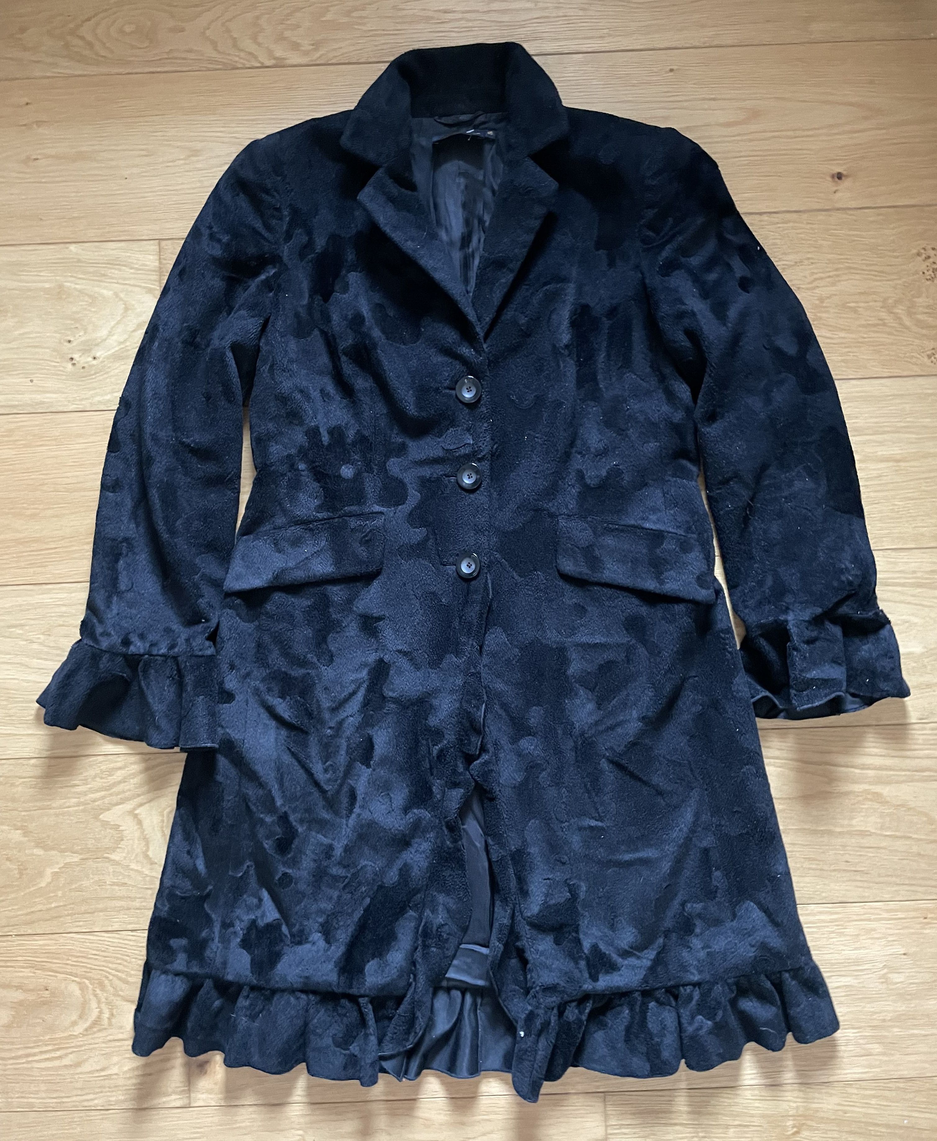 Vintage Luisa Spagnoli Black Textured Coat Size L / US 10 / IT 46 - 1 Thumbnail