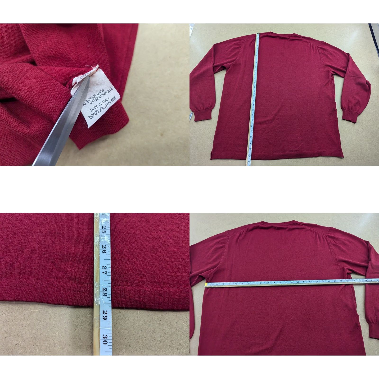 Yves Saint Laurent VINTAGE Yves Saint Lauren Sweater Mens L Red Cotton V-Neck Jumper Knit Pullover Size US L / EU 52-54 / 3 - 8 Thumbnail