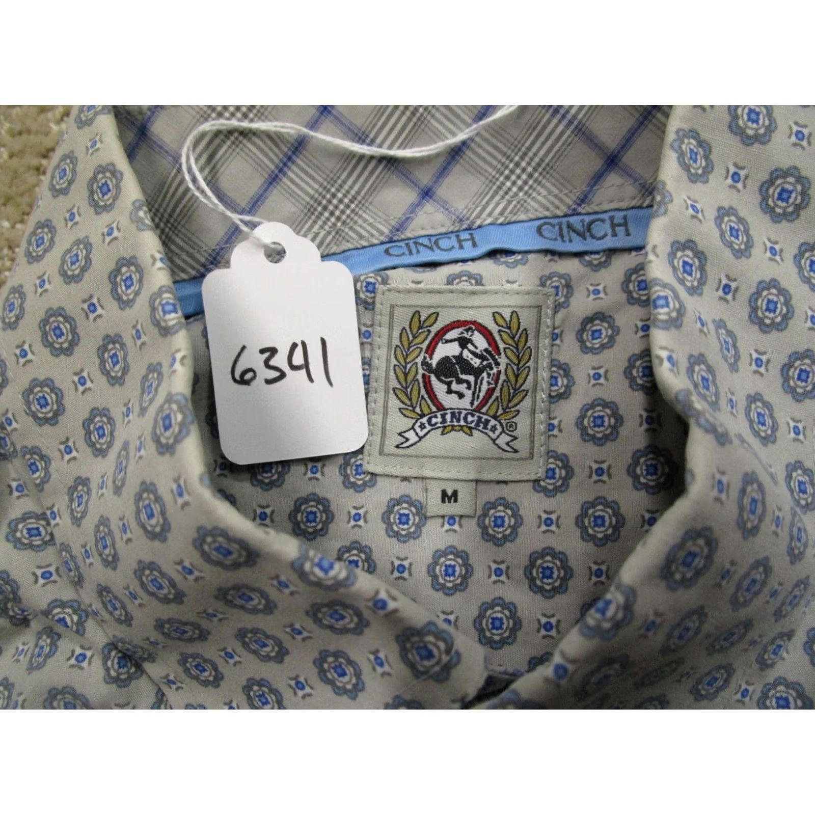 Vintage Cinch Shirt Men M Gray Geometric Western Long Sleeve Button Up Cowboy Size US M / EU 48-50 / 2 - 7 Thumbnail