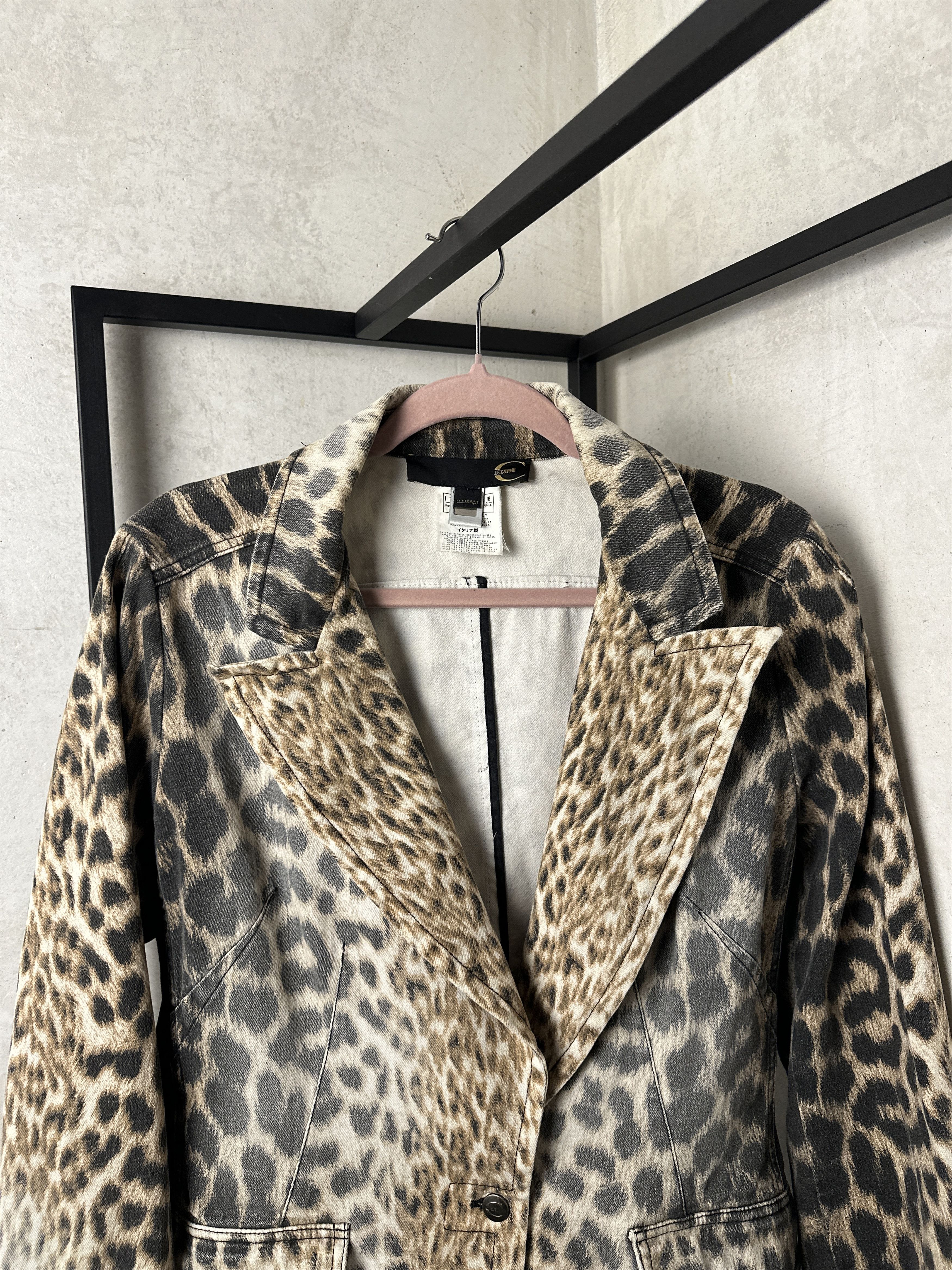 Just Cavalli Just Cavalli Designer Leopard Print Denim Jacket Size M / US 6-8 / IT 42-44 - 3 Thumbnail