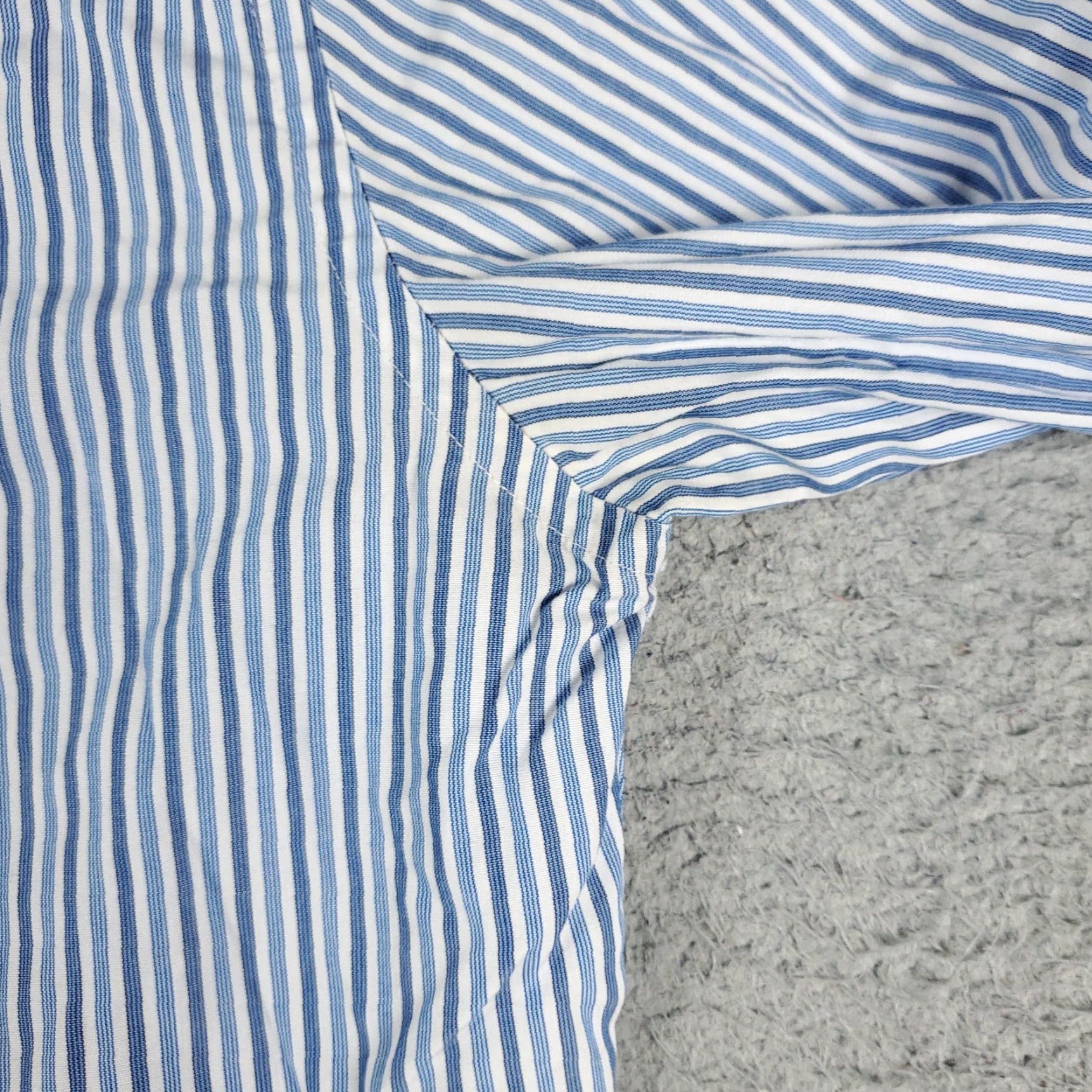 Tommy Hilfiger TOMMY HILFIGER Dress Shirt Mens Size 16 Blue Striped Long Sleeve Button Up Modern Preppy Size 42R - 4 Thumbnail