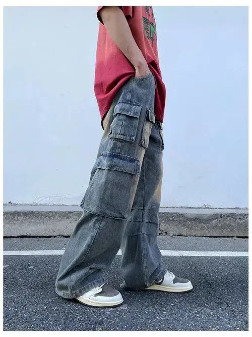 VIBE Y2K Wide Leg Cargo Denim Pant Size US 34 / EU 50 - 3 Thumbnail