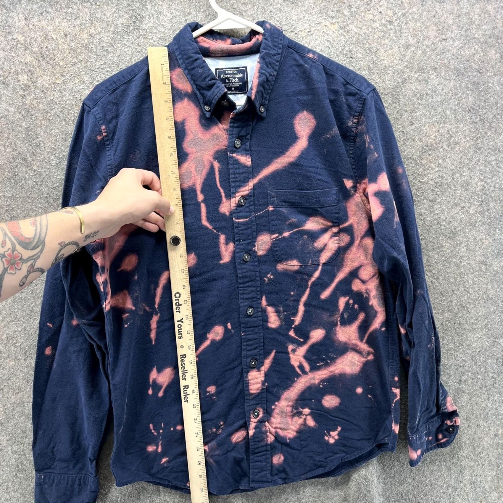 Abercrombie & Fitch Abercrombie & Fitch Shirt Mens M Bleach Dye Flannel Grunge Retro Hippie Navy Blue Size US M / EU 48-50 / 2 - 6 Thumbnail
