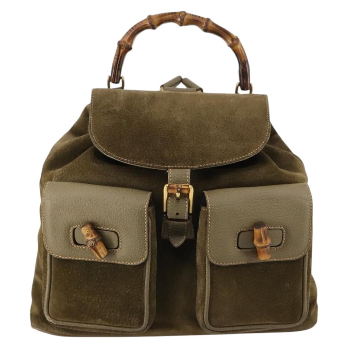 Gucci Gucci Vintage Bamboo Backpack Suede Size ONE SIZE - 1 Thumbnail