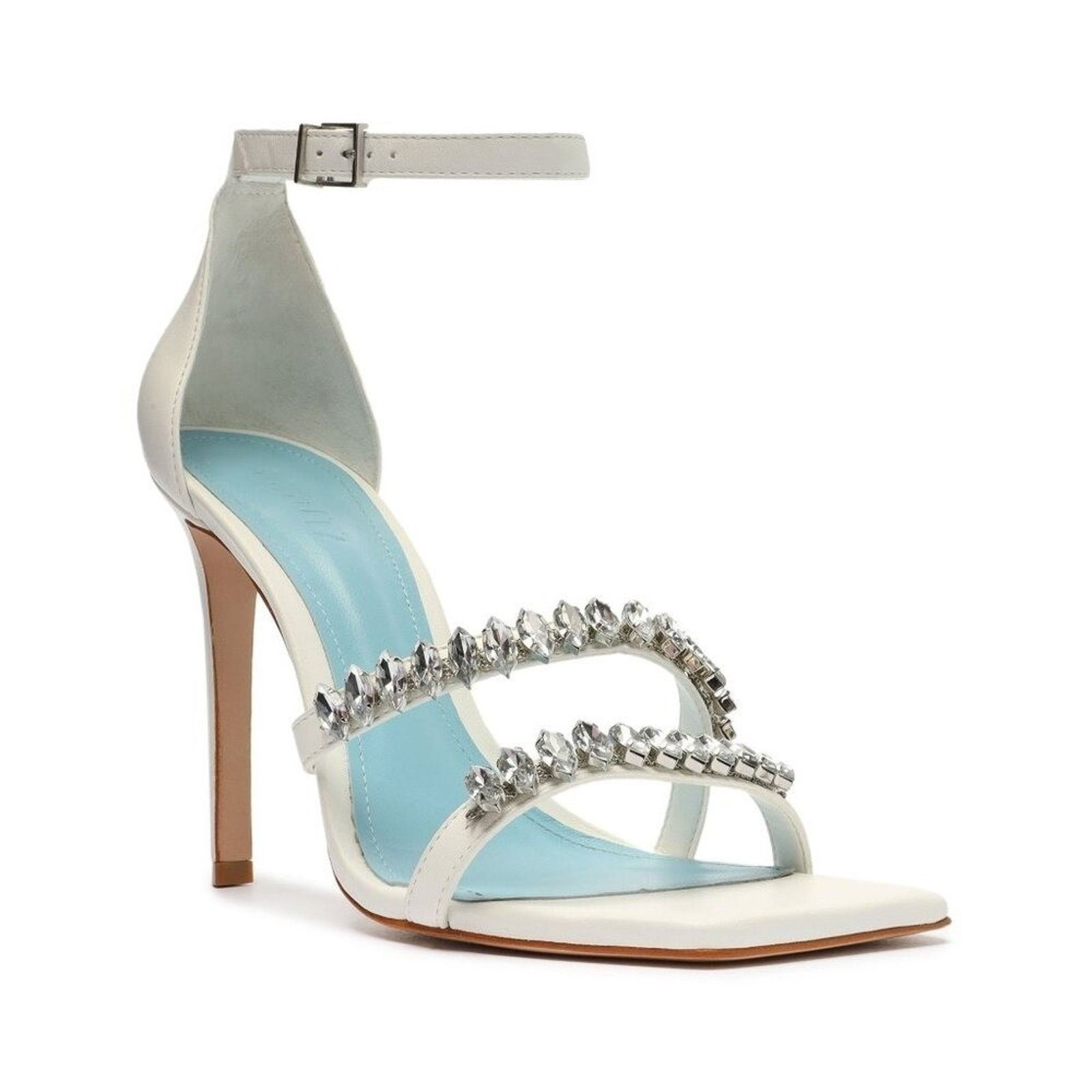 SCHUTZ SCHUTZ White Rhinestone Stiletto Heels Square Toe Size 8B Size US 8 / IT 38 - 1 Thumbnail