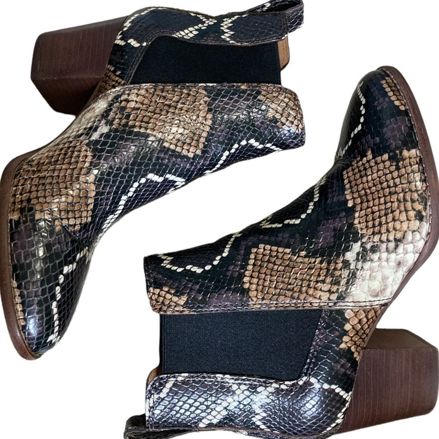 Madewell The Regan Ankle Boot US 5 Snake Embossed Leather Block Heel Size US 5 / IT 35 - 4 Thumbnail