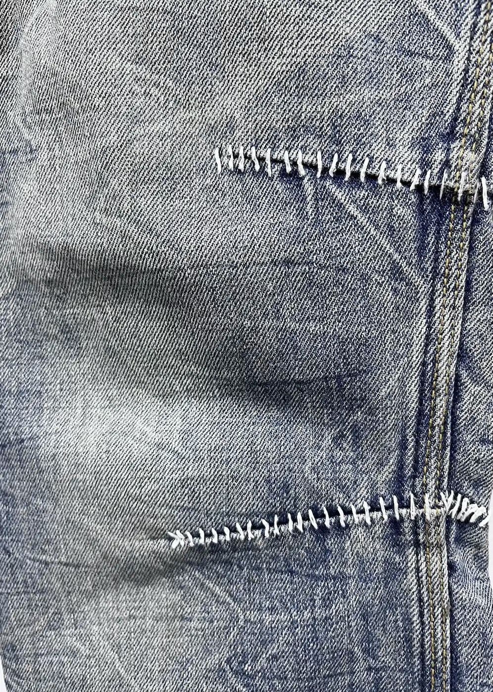 Seditionaries Distressed Studded Tribal Tattoo Slanted Pocket Denim Cargo Size US 31 - 12 Thumbnail