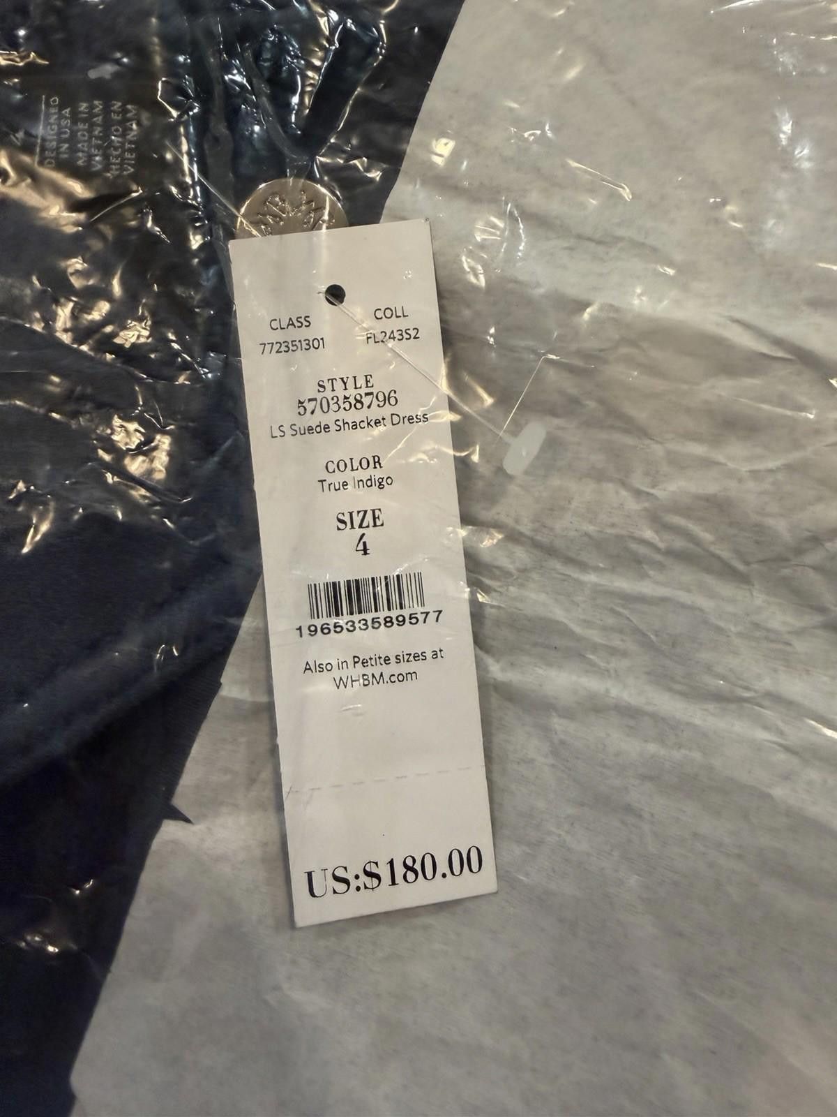 Other WHBM Long Sleeve Fx Suede Shacket Dress Blue Size 4 Sold Out Size S / US 4 / IT 40 - 2 Thumbnail