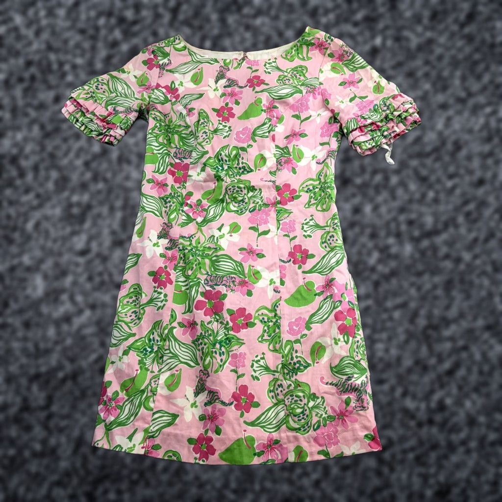 Lilly Pulitzer Lilly Pulitzer Jubilee Dress Womens 0 Pink Floral Ruffle Short Sleeve Shift Lined Jubilee Brand Womens 0 Pink Floral Dress Size XS / US 0-2 / IT 36-38 - 1 Thumbnail