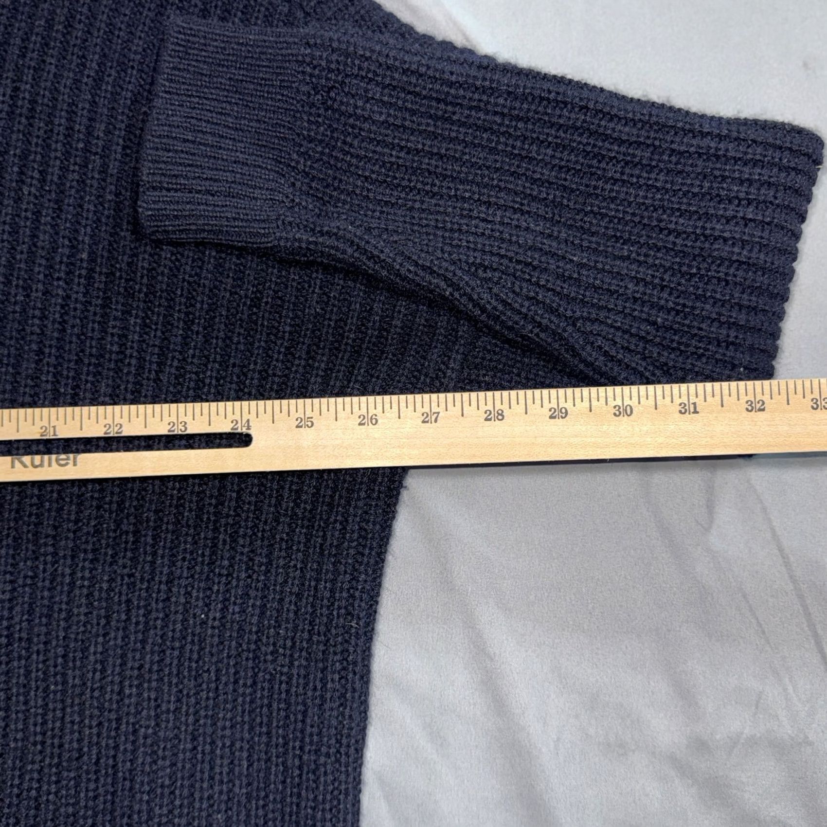 Vince Vince Womens Large Blue Yak Wool V-Neck Waffle-Knit Relaxed Pullover Sweater Size L / US 10 / IT 46 - 6 Thumbnail