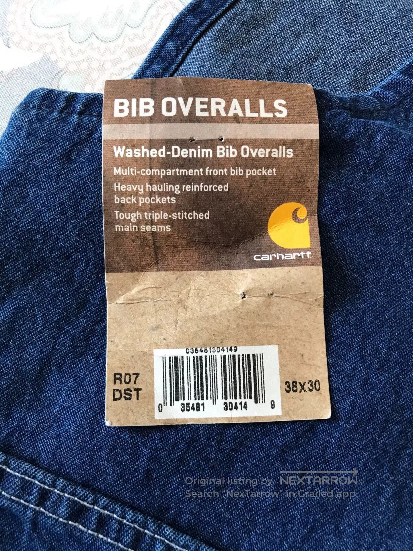 Carhartt Carhartt R07 W38L30 Washed Denim Overalls. Size US 38 / EU 54 - 8 Thumbnail