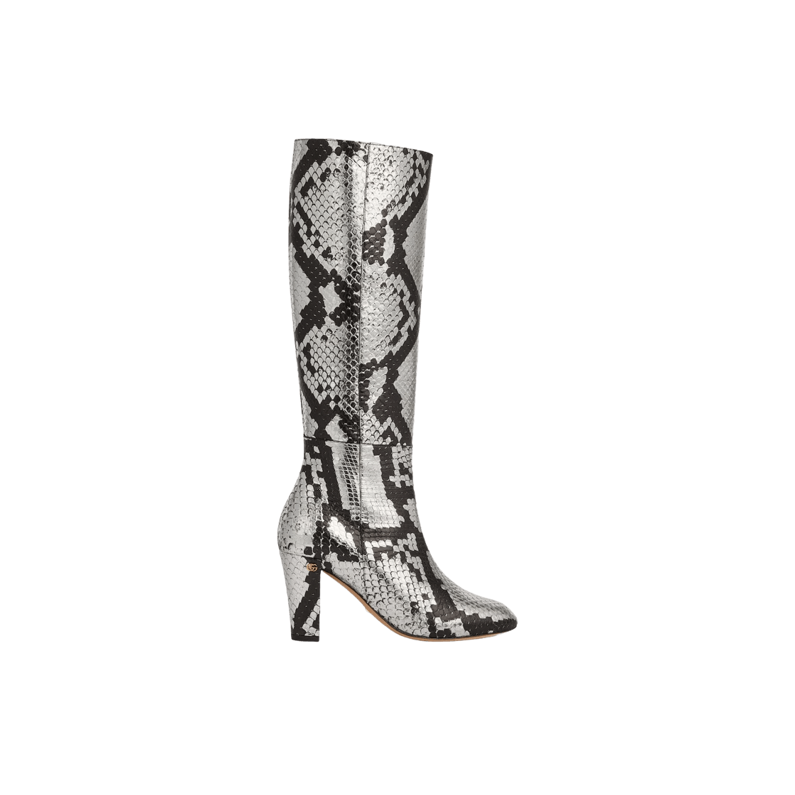 o1s1wg110125 Python Mid-Heel Boots in Black/Silver