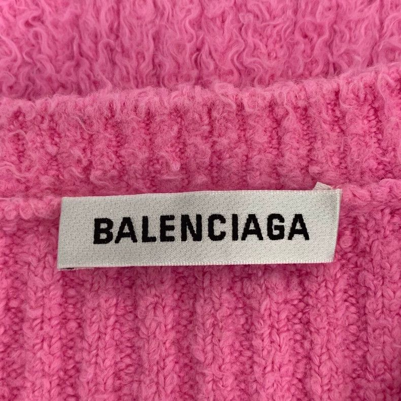 Balenciaga Balenciaga Pink logo embroidered crewneck cotton teddy kni Size S / US 4 / IT 40 - 5 Thumbnail