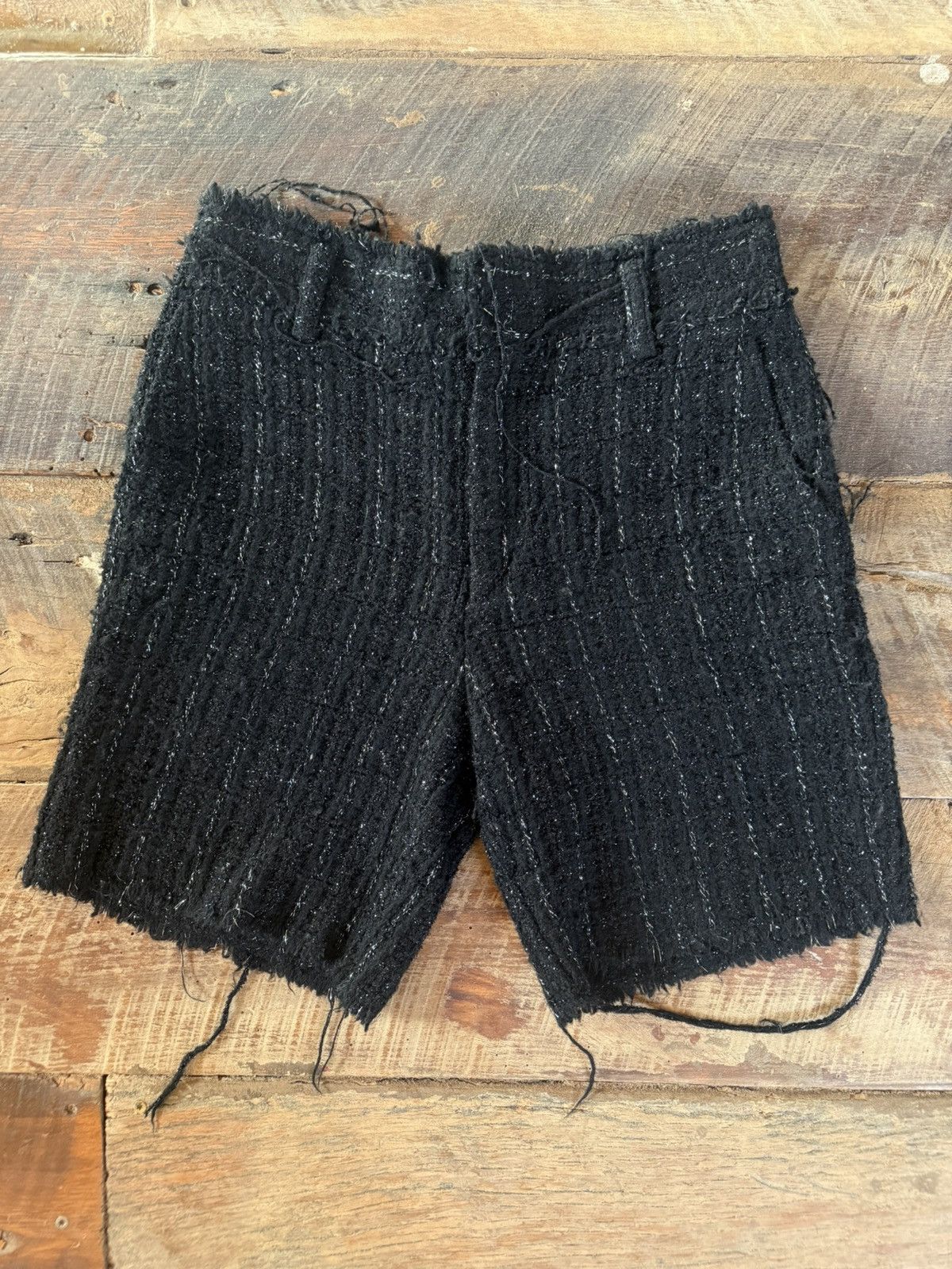 Junya Watanabe Junya Watanabe AW04 Distressed Tweed Glitter Shorts Size US 30 / EU 46 - 1 Thumbnail