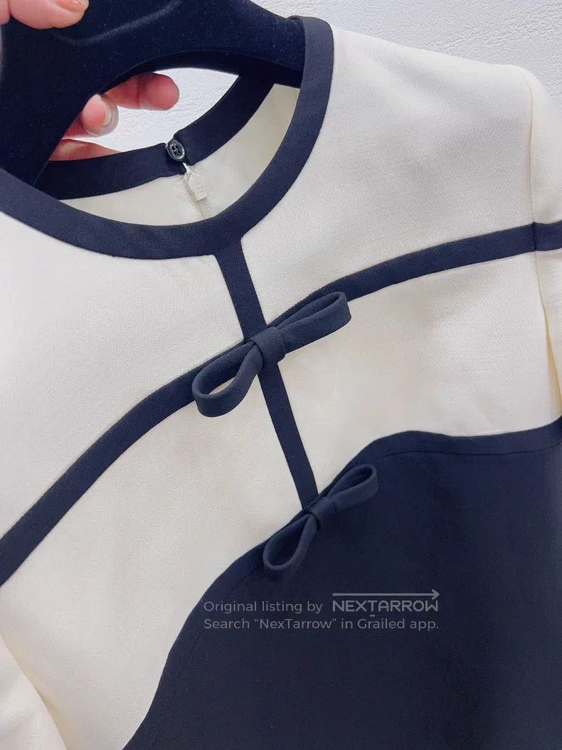 Valentino Valentino Black and white color-blocked bow dress Size M / US 6-8 / IT 42-44 - 2 Thumbnail
