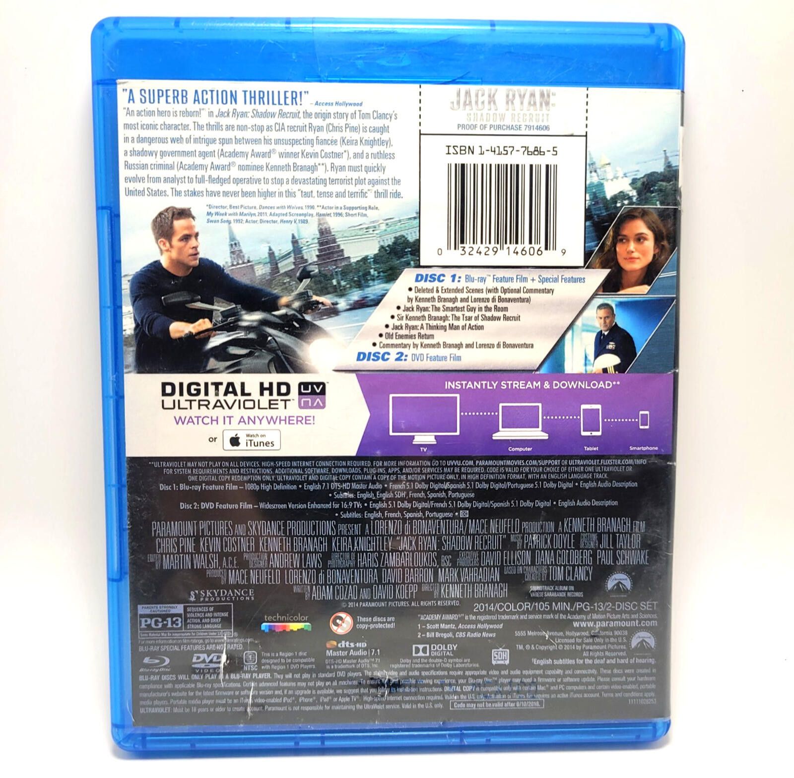 Other Jack Ryan: Shadow Recruit (Blu-Ray) - SHIPS WITH TRACKING! Size ONE SIZE - 2 Thumbnail