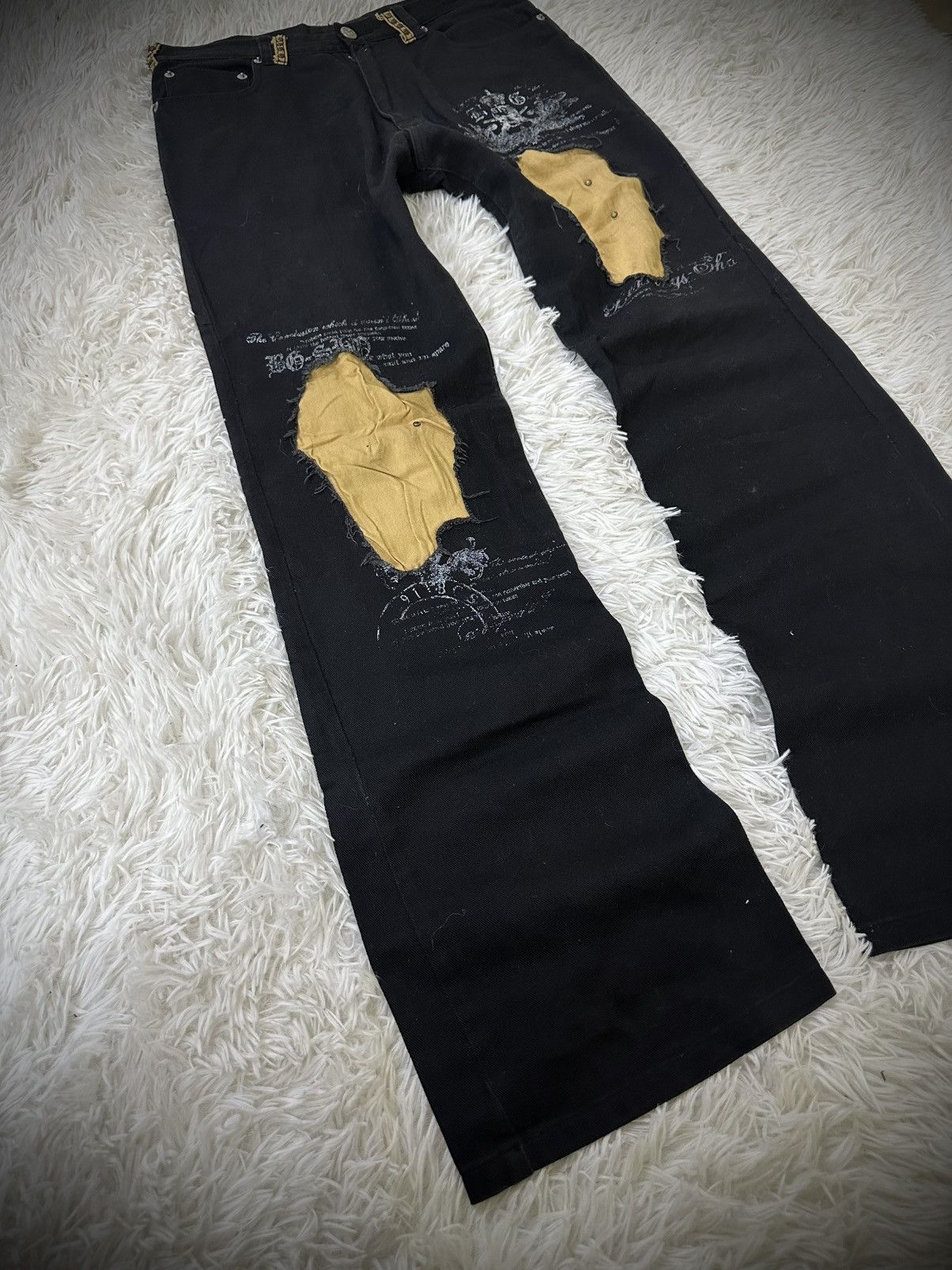 If Six Was Nine rare 2000s i6w9 BERNING SHO flare studded punk jeans Size US 30 / EU 46 - 2 Thumbnail