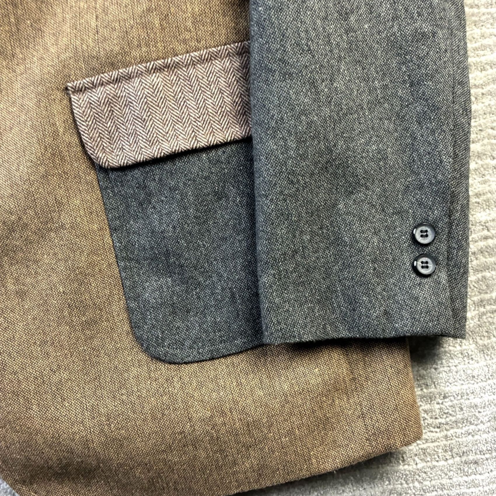 Vintage Alan Flusser Sport Coat Mens Large Brown Patchwork Herringbone Jacket Size US L / EU 52-54 / 3 - 4 Thumbnail