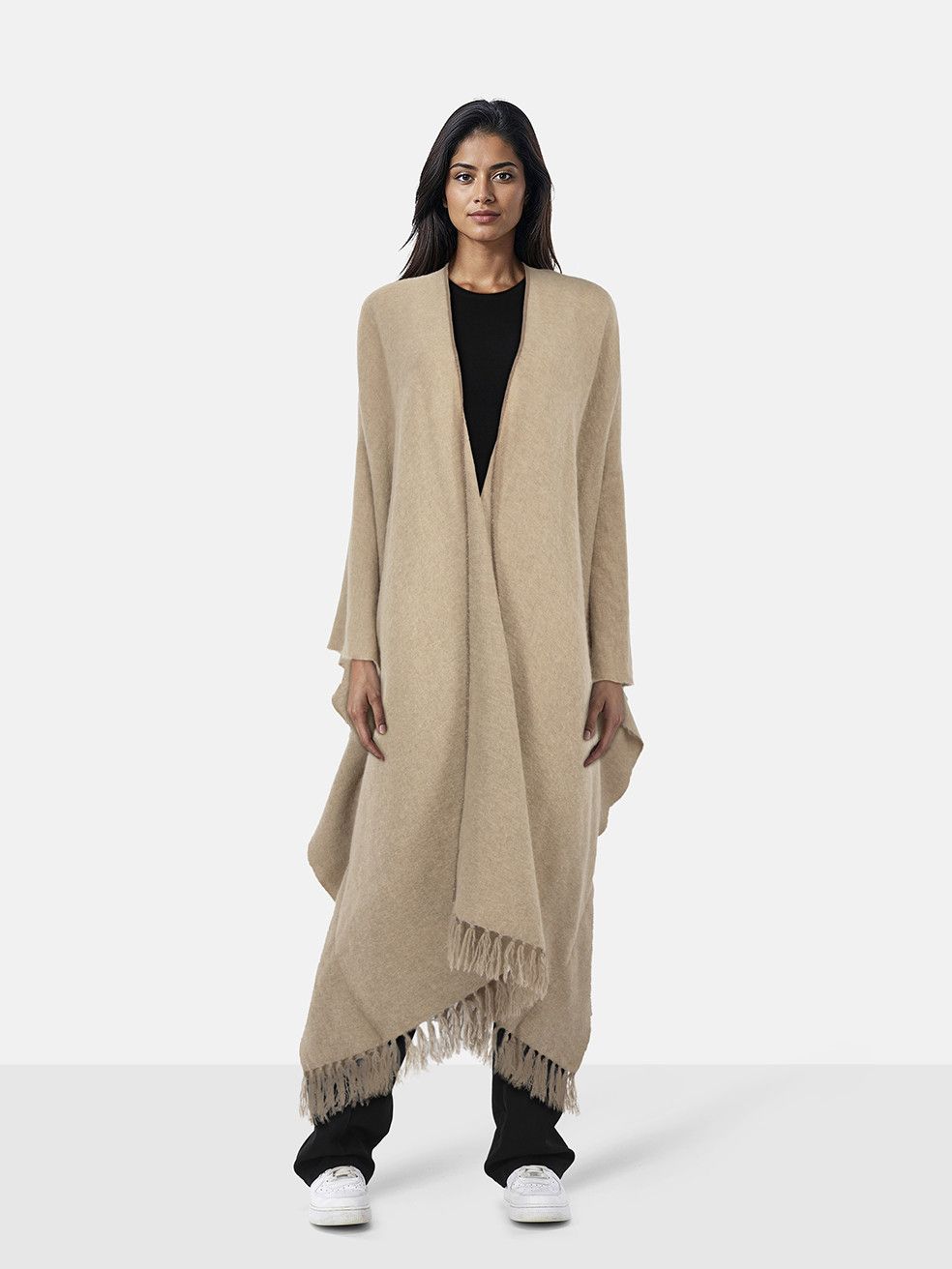 Brunello Cucinelli Beige Cashmere Beaded Shawl Size XL / US 12-14 / IT 48-50 - 1 Thumbnail