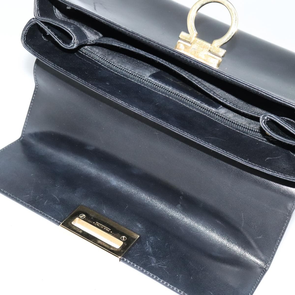 Salvatore Ferragamo Salvatore Ferragamo Gancini Hand Bag Leather Black Gold Size ONE SIZE - 10 Thumbnail