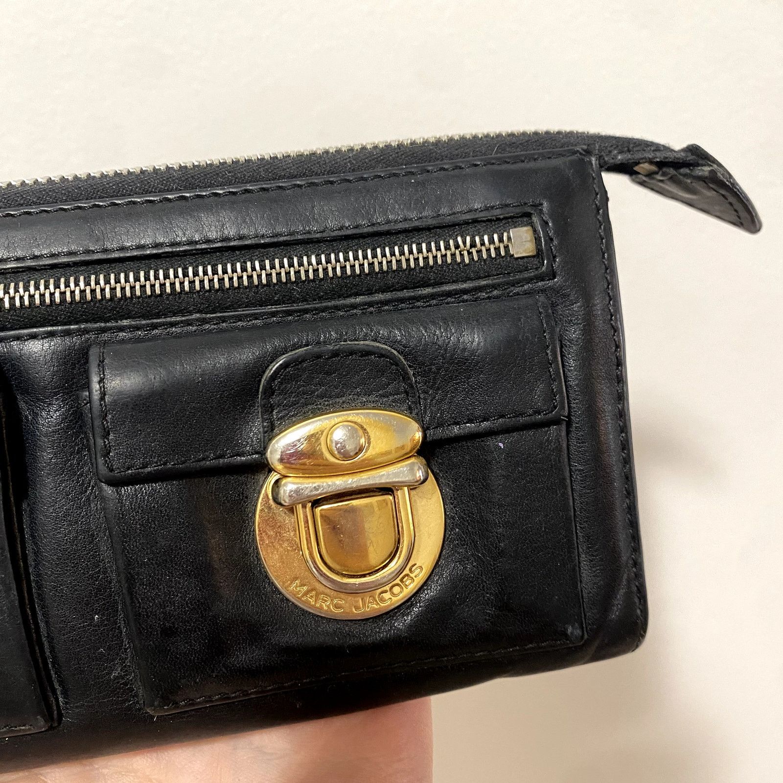 Marc Jacobs Marc Jacobs Black Leather Wallet Gold Hardware Made In Italy Size ONE SIZE - 4 Thumbnail