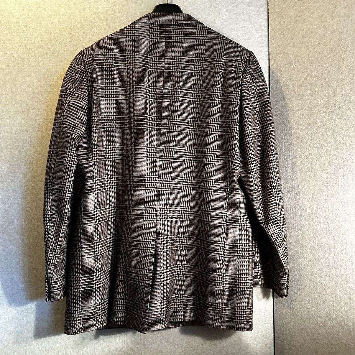 Neiman Marcus Vintage Nieman Marcus Envoy Tan Wool Navy Plaid Blazer Size 40R - 5 Thumbnail