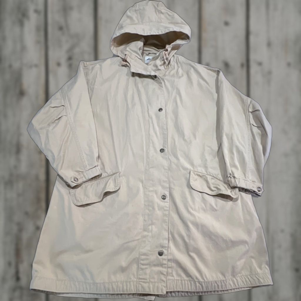 Eddie Bauer VINTAGE Eddie Bauer Jacket Womens Small Cotton Hood Pockets Zip Snaps Long Safari Chore Martin? Size S / US 4 / IT 40 - 1 Thumbnail
