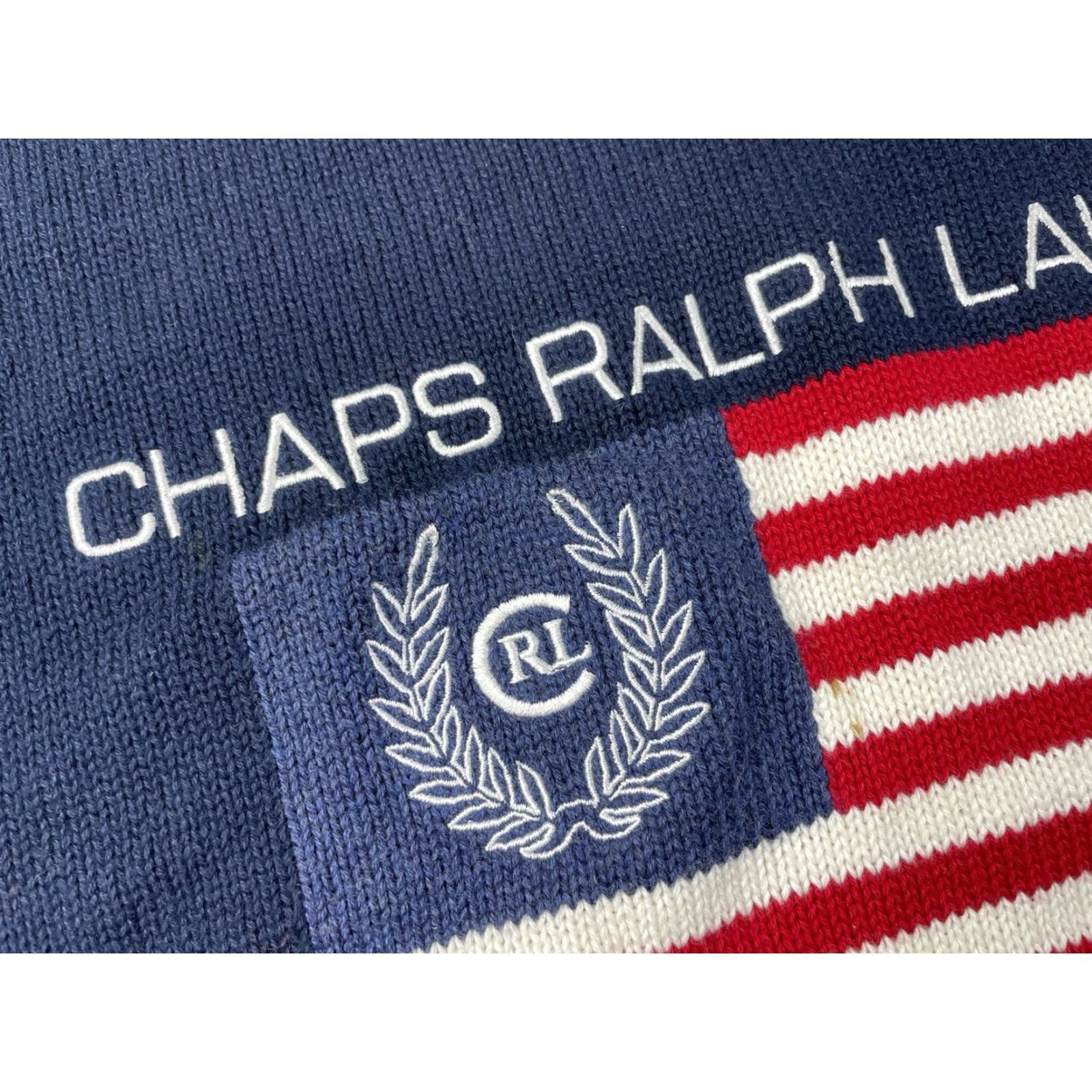 Ralph Lauren VINTAGE Chaps Ralph Lauren Flag Sweater Logo XXL Mens Knit Cotton Pullover Knit Blue 2XL Mens Logo Flag USA Size US XXL / EU 58 / 5 - 2 Thumbnail