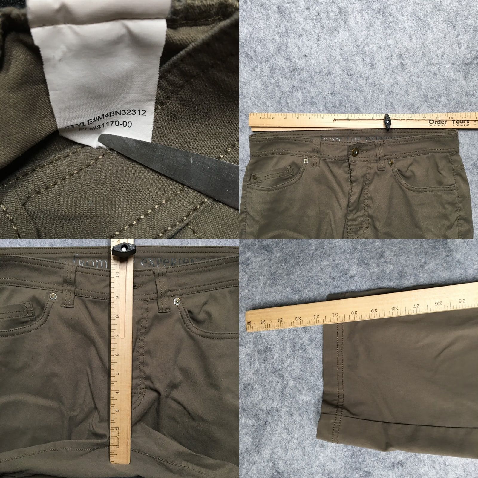 Prana prAna Brion Pants Men 32x32 Brown Slim Chino Outdoor 5-Pocket Logo Moisture Wicking Size US 32 / EU 48 - 9 Thumbnail