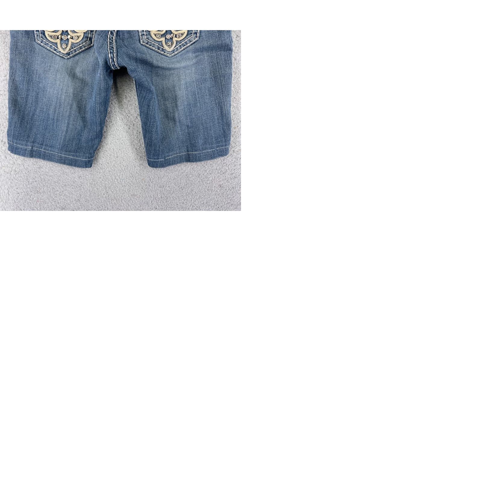 Denime LA Idol Womens Bermuda Shorts 29 Blue Denim Embroidered Bling Cotton Embellished 26x9 Casual Party/Cocktail Jeans/Shorts Womens Size 29" - 10 Thumbnail